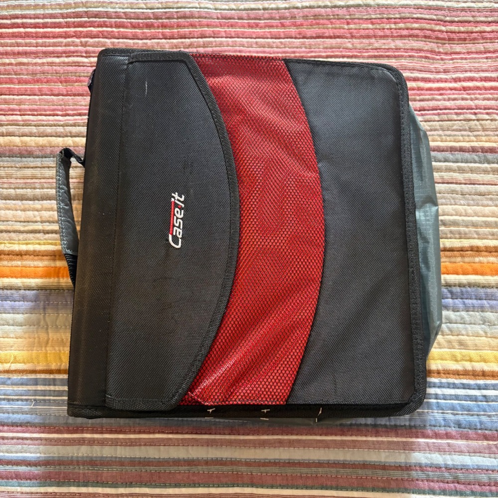 Case-it Zipper Binder Unisex OS Black Red Excellent 3-Ring Laptop Sleeve Strap